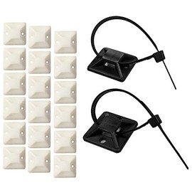 3/4" Adhesive Backed Mounting Bases - 50 Pieces - Color: White