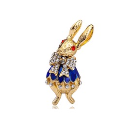 Rhinestone Bow Rabbit Brooch Pin for Women Girls Men Gold Plated Fashion Cute Crystal Bow Enamel Cartoon Bunny Gentleman Brooches Lapel Pins Lucky Decor Dress Accessories Easter Holiday Jewelry Gift