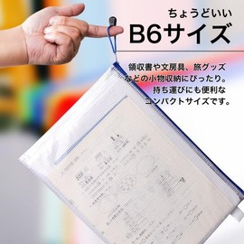 HINH B6 Zippered File Bags with Label Stickers, Translucent PVC, Waterproof, Receipts, Files, Office Supplies, Documents, Organization, Storage, Multi-Purpose, Mesh (Set of 10)