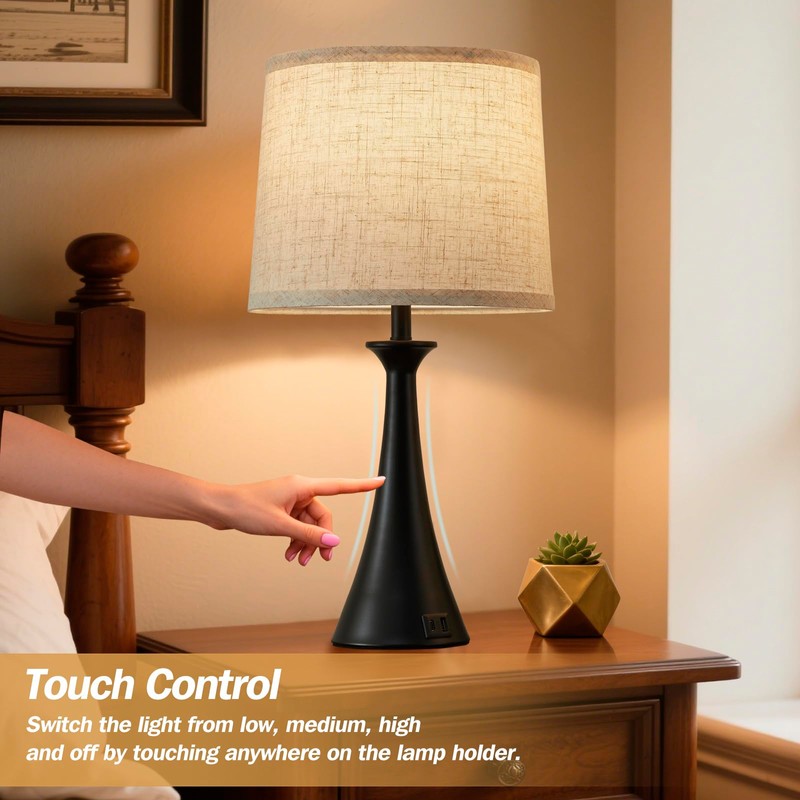 Hikczc Touch Table Lamp for Living Room Bedroom, 21" Table
