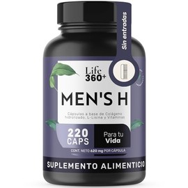 LIFE 360 Suplemento Mens H en Cápsulas, Envase que contiene 220 Cápsulas  Contiene colágeno hidrolizado, biotina, vitamina C y L-lisina de 220...     