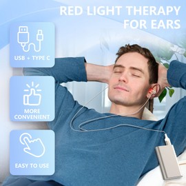 Red Light Therapy for Ears, Upgrade 650NM Ear Red Light Therapy Device, USB & Type C Dual-Purpose Red Light Ear Therapy Device with Storage Box