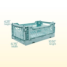 AYKASA Collapsible Storage Bins, Plastic Crate for Storage, Collapsible Crate, Utility Stackable Box (Arctic Blue - Pale Blue - Cream, 3 Pack - Small 4L)