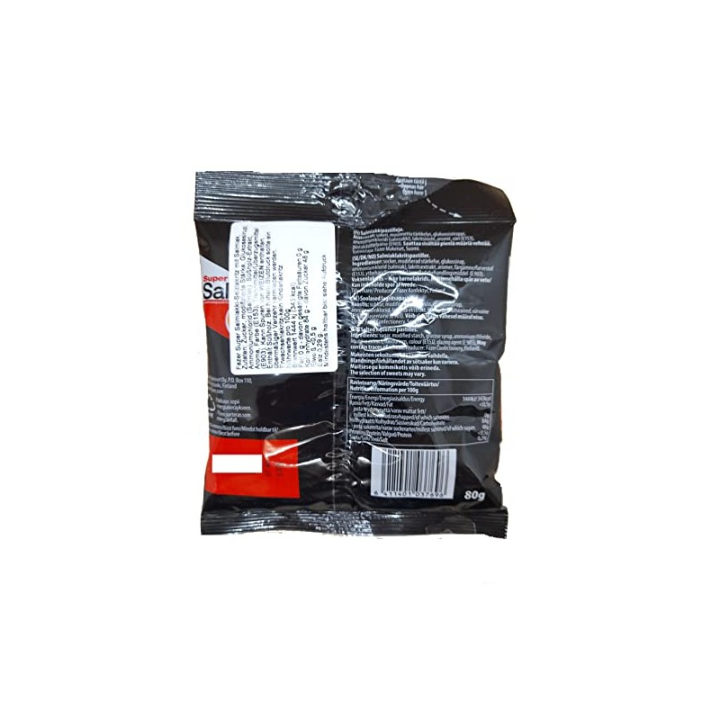 Fazer Super Salmiakki Original Finnish Salty Liquorice Wine Gums, 2-pack