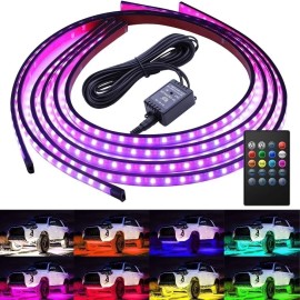 Unbranded Car Auto RGB LED Strip Underbody Under Glow Neon Light Kit 90/120cm App Control
