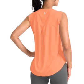 SANTINY Women's Sleeveless Workout Tops Breathable Lightweight Active Tennis Yoga Shirts Athletic Running Tank Tops for Women (Orange_M)