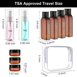 Cosywell Travel Bottles for Toiletries 14 Pack TSA Approved Travel Size Containers Leak Proof Toiletry Bottles Refillable Small Plastic Squeeze Bottles for Shampoo Cream Lotion(Brown)