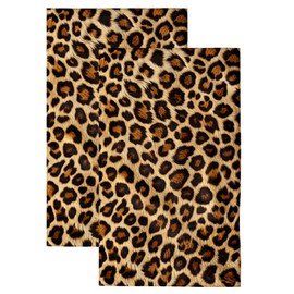Duibel Brown Leopard Hand Towels for Bathroom,Set of Lightweight Breathable 2 Soft Absorbent Kitchen Towels Set for Gym Bathroom Hotel Sport