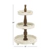 Deco 79 Large, 3-Tier Distressed White & Natural Wood Round