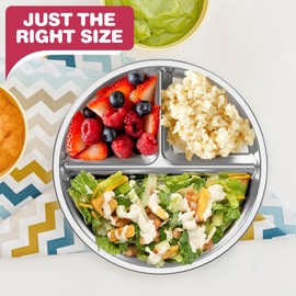 Kids Stainless Steel Plates with Anti-Slip Silicone Sleeves | Microwave & Dishwasher Safe | Premium Divided Plates for Hassle-Free Eating | Perfect for Toddlers & Kids of All Ages - Set of 4 Plates