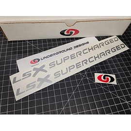 LSX Supercharged Decals (2pk) Hood Window Blower Stickers for Corvette Camaro Firebird CTSV LS1 LS6 LS2 LS3 LS7 Select Color: (Metallic Silver, 2)