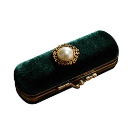 Cabilock - Caja organizadora de pintalabios de terciopelo con espejo (verde)