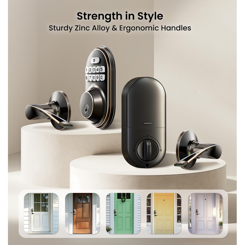 Veise Keyless Entry Door Lock with 2 Lever Handles -