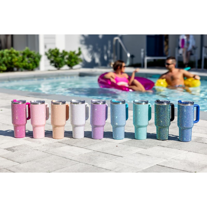 Sip+Sea Grenada 40 oz Stainless Steel Bling Rhinestone Tumbler with