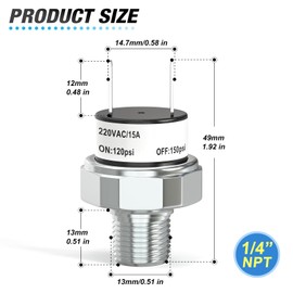 MEANLIN Air Pressure Switch 120-150 PSI Tank Mount Type Thread 1/4"NPT, DC 24V 12V Pressure Control Switch for Air Compressor/Air Horn/Air Tank