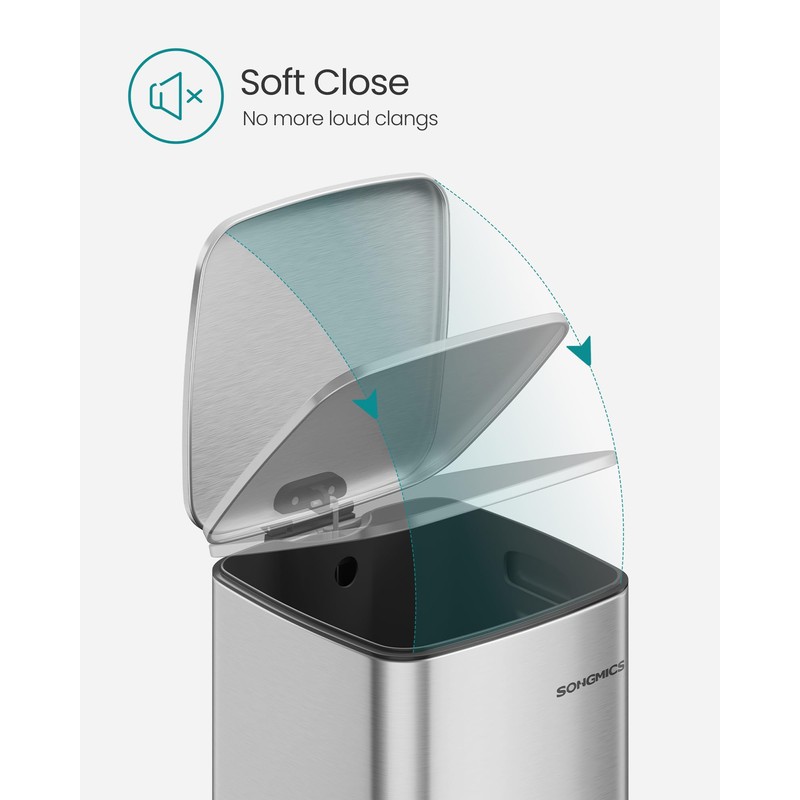 SONGMICS Kitchen Trash Can, 8-Gallon (30 L) Trash Bin, Stainless