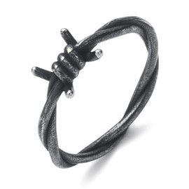 SOBHART Barbed Wire Rings for Men Women Stainless Steel Gothic Punk Ring Jewelry Fashion Statement Emo Rings Size 9