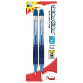 Pentel® Quicker Clicker™ Automatic Pencils, 0.7 mm, Blue Barrel, Pack of 2 Pencils