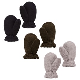 Peecabe Winter Warm Baby Mittens Infant Toddler Fleece Gloves for Boys and Girls Cozy Mittens Set 0-24 Months (Thumb-Black+Light Gray+Army Green, 6-24 Months)