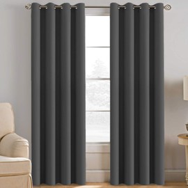 Blackout Curtains for Bedroom Thermal Insulated Curtains Blackout Grey Window Shades, Energy Efficient Noise Reducing Curtains Drapes for Living Room - 52"W by 84"L - Charcoal Gray - One Panel