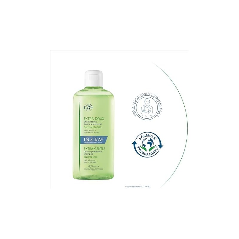 DUCRAY, Extra Suave, Shampoo de Uso Diario, Fórmula Biodegradable, Para