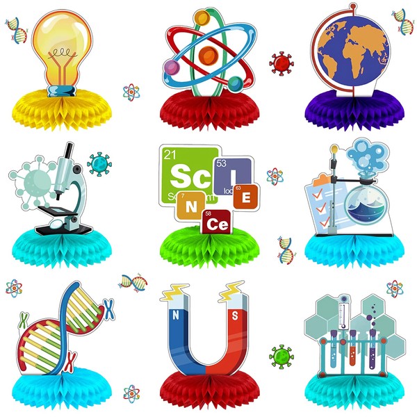 Fainne Fainne 9 Pcs Science Party Decorations Honeycomb Centerpieces 3D