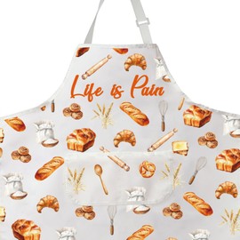 Funny Bread kitchen Apron Bread Lover Gift Baker Gift Baking Gift Life is Pain Bread in French Apron With Pocket (Life is Pain Apron ca)