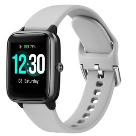 Smart Watch Strap Replacement (19mm) compatible with Blackview, Fitpolo, GRV, Letscom,Letsfit,Lifebee,Lintelek, Teminice, Tensky, Toobur, Umidigi, VeryFit, VeryFitPro, Willful, Yama y (Gray)