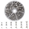 nbeads 180 Sets Rhinestone Rivets, 6 Sizes Silver CZ Clear