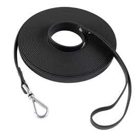 AUMAILI Dog Training Long Leash Waterproof Long Line Heavy Duty Outdoor Recall Lead 10ft 15ft 20ft 30ft 50ft for Small Medium Large Dog (Black, 20FT)