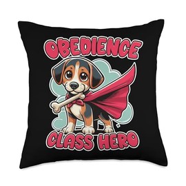 Puppy Superhero Obedience School Throw Pillow