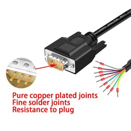 ANMBEST DB9 Male Solderless Breakout Connector with 5Ft 26AWG Replacement Cable, Plastic Shell RS232 D-SUB Serial to 9-Pin Port Terminal Male Adapter Connector Breakout Board