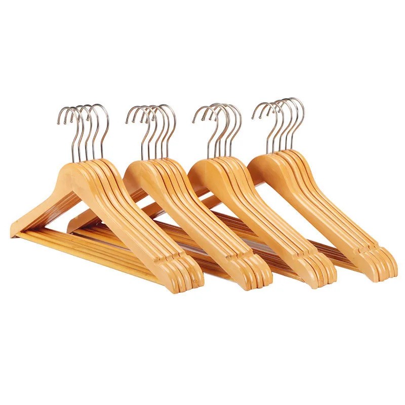 4-Pack Wooden Suit Hangers with 360° Swivel Hooks, Non-Slip Pants