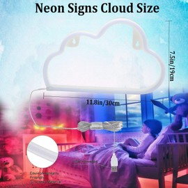 Neon Light Decor Bolt LED Neon Sign For Bedroom Usb Charging Hanging Decorative For Christmas Birthday Party Kids Room Wedding Bedroom Bar Gaming Living Room (Cloud Yellow)