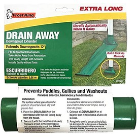 Frost King DE300 Standard Plastic Drain Away Downspout Extender, Extends 12-Feet, Green