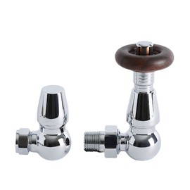 Excel Home Thermostatic Corner Radiator Valves - Traditional Design 1/2" x 15mm Metal Head Radiator Valves