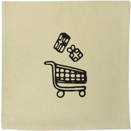 Azeeda 40cm x 40cm 'Shopping Trolley' Canvas Cushion Cover (CV00015709)