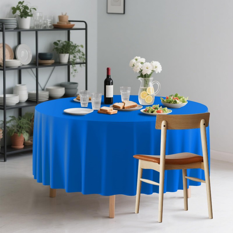 CXPSINC 2 Pack Premium Disposable Plastic Tablecloth 84" Round Table