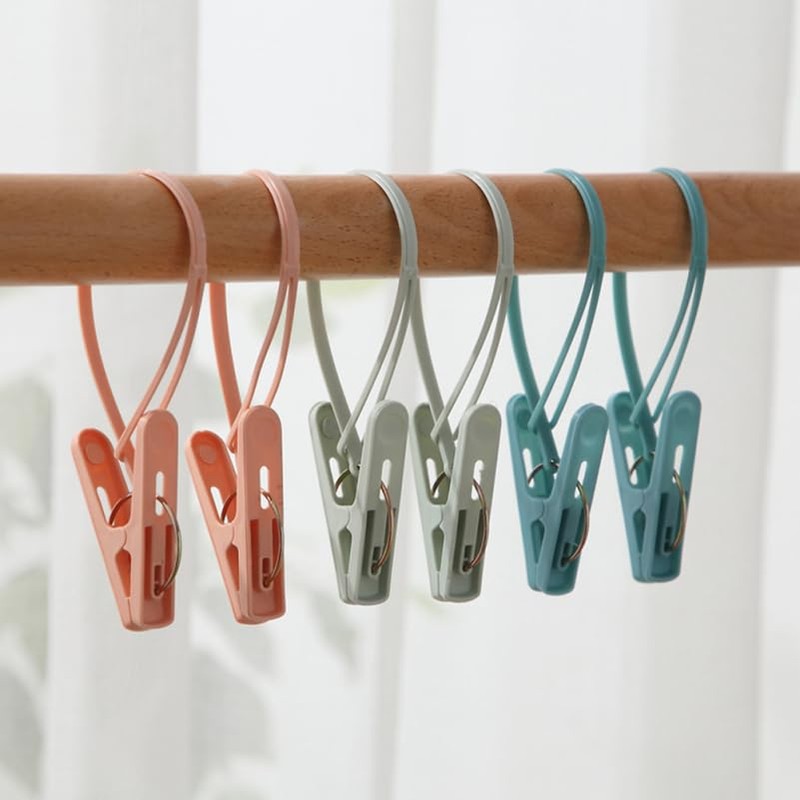 ULTECHNOVO 12Pcs Windproof Clothes Drying Clips with Plastic Rope Lightweight