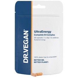 DR.VEGAN UltraEnergy | High Strength B Vitamin Complex, 30 Vegan-Friendly Capsules | Includes Vitamin B12 (100ug), Choline (50mg), Biotin (50ug) and Folate (200ug) | One-A-Day