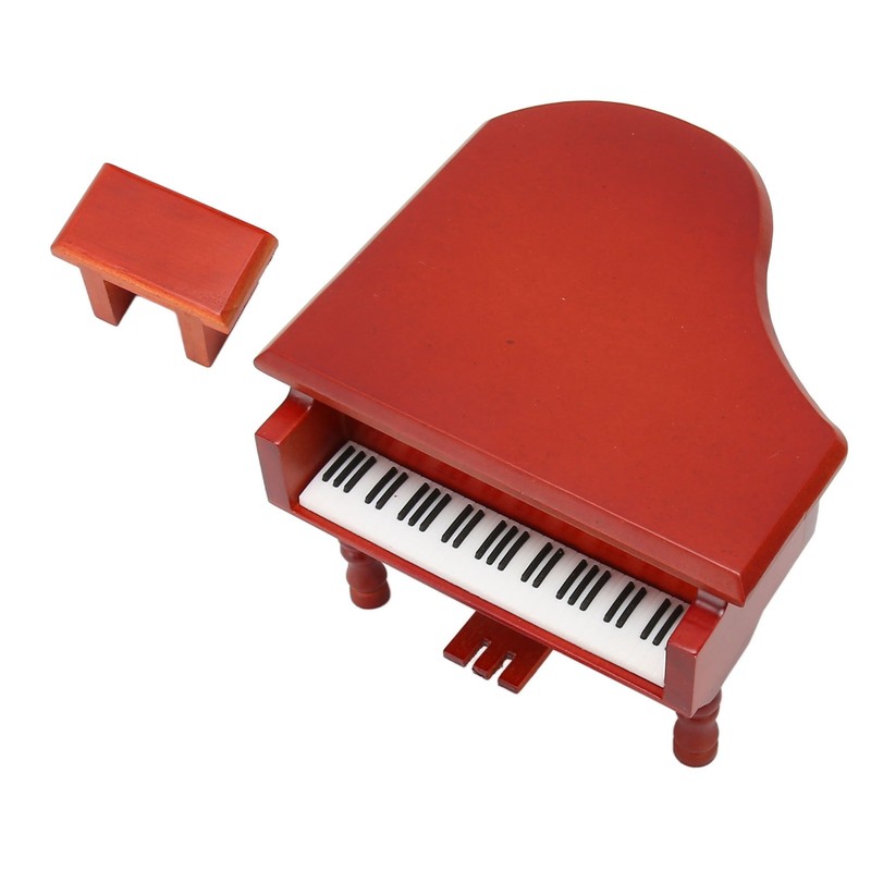 Wooden Music Box Piano Style Decorative Gold Plated Movement Pleasing