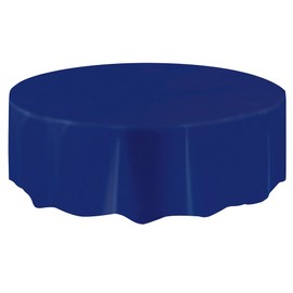 True Navy Blue Solid Round Plastic Table Cover (84") 1 Count - Elegant Design & Premium Quality, Ideal For Parties, Events & Everyday Use