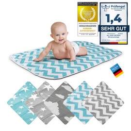 Changing Mat Baby Changing Mat Baby Changing Blanket Pad for Infants and Toddlers, Breathable, Washable, Reusable, 50 x 70 cm (ZigZag Blue)