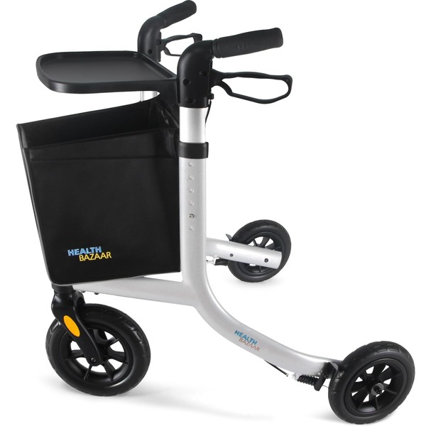HEALTHBAZAAR 3 Wheels Rollator Walker for Seniors, Foldable Lightweight Walker