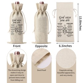 Religious Scripture Wine Gift Bag With Drawstring For 750ml Bottle, Christian Cross Bible Verse Bottle Sleeve, Great Scripture Farewell, Baptism, Wedding, Birthday Christian Gift Bag for Women, Men.
