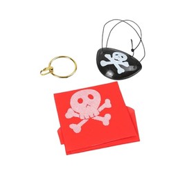 VGRDTW Pirate Costume Accessories 3Pcs Set - Eye Mask, Earrings & Headscarf for Cosplay, Parties - Lightweight, Durable Design for Men & Women