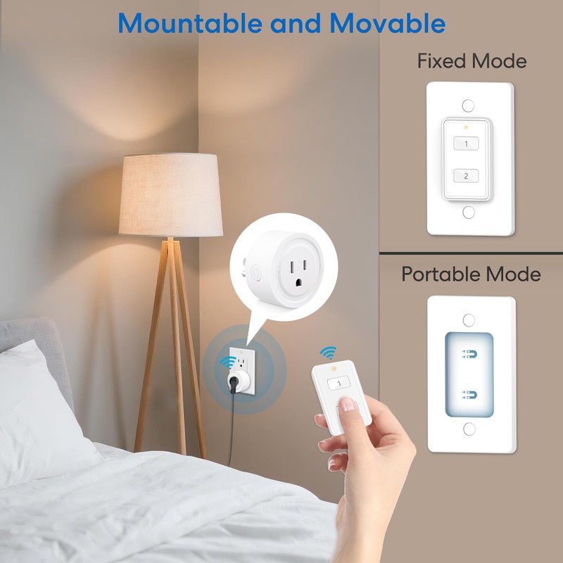 LoraTap Mini Wireless Remote Control Outlet Plug Adapter (2 Pack)