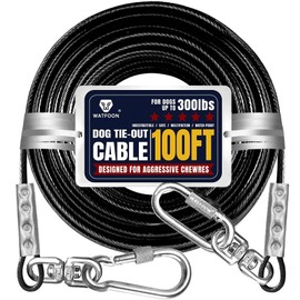 Extra Strong 100ft Tie Out Cable Chains for Large Dogs up to 300 Pound, 1000+Pound Break Strength Tieout Tether Trolley Training Lead, Reflective Dog Run Cable for Yard Garden Park Camping Outside