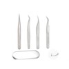 Lumina D Stainless Steel Nail Art Professional Premium Precision Tweezers 4-Piece Set