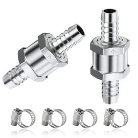 Yuentoen Check Valve 16 mm, Check Valve for Fuel, Fuel Check Valve, Aluminium Valve, Check Valve for Petrol, Water, Chrome, Car, Low Pressure System, Pack of 2